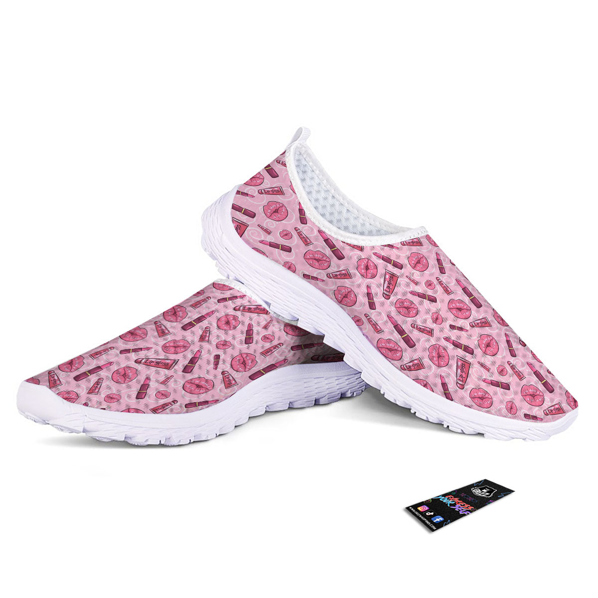 Lips Funky Kiss Print Pattern Nurse Shoes-grizzshop