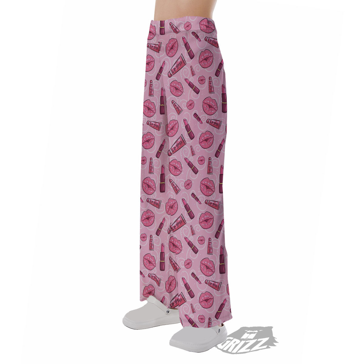 Lips Funky Kiss Print Pattern Pajama Pants-grizzshop