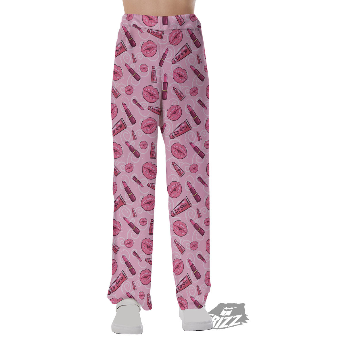 Lips Funky Kiss Print Pattern Pajama Pants-grizzshop