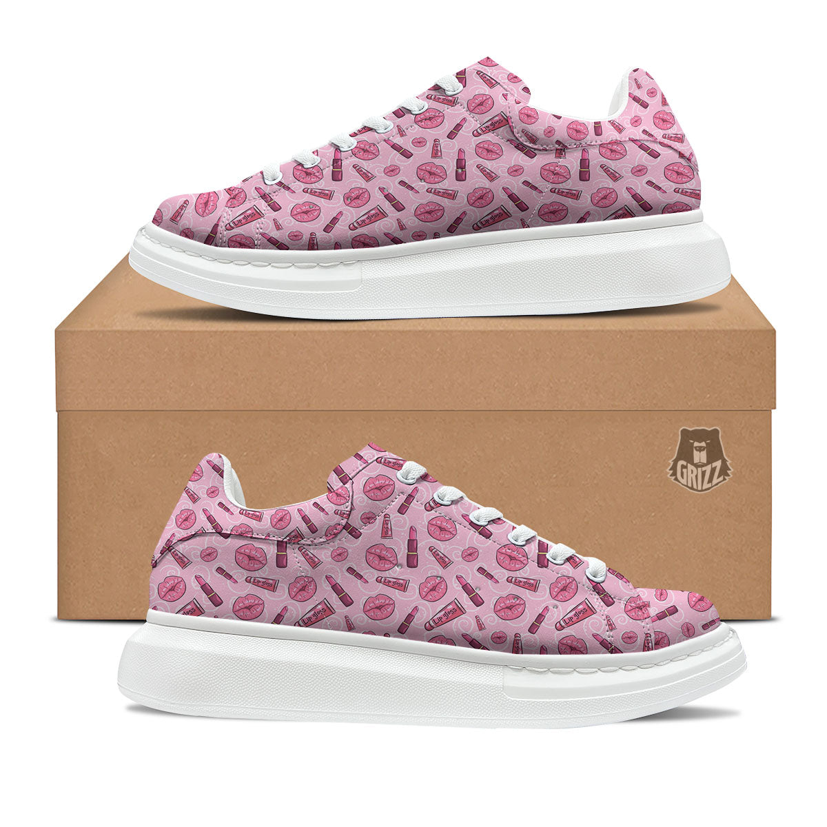 Lips Funky Kiss Print Pattern Platform Shoes-grizzshop