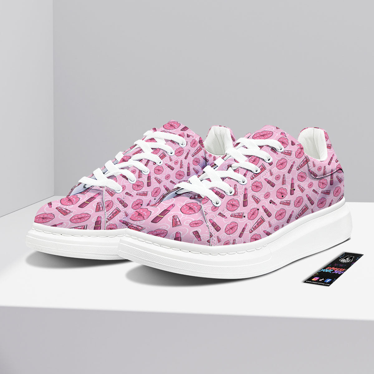 Lips Funky Kiss Print Pattern Platform Shoes-grizzshop
