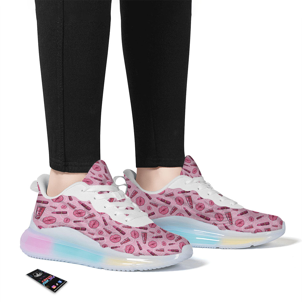 Lips Funky Kiss Print Pattern Running Sneakers-grizzshop