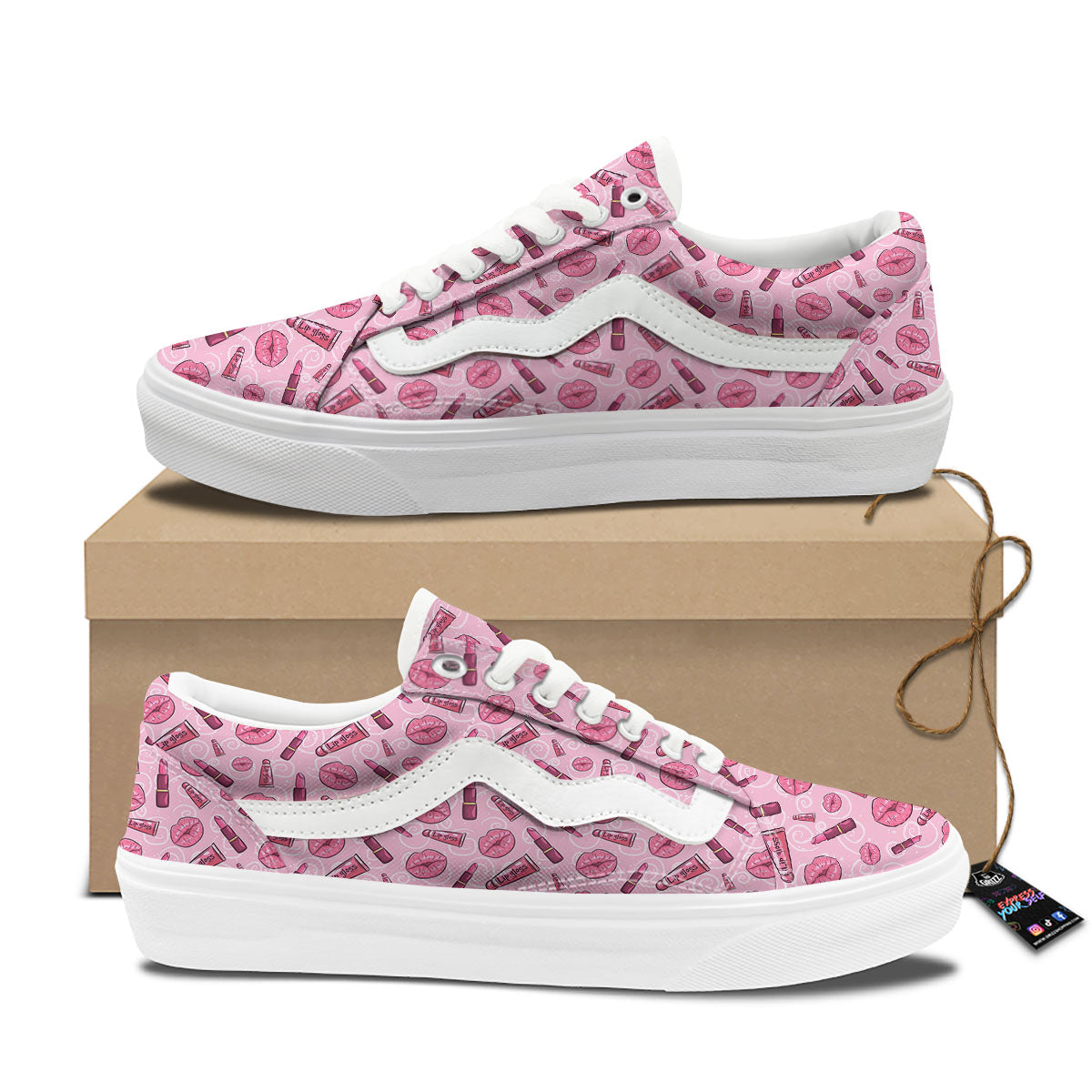 Lips Funky Kiss Print Pattern Skate Shoes-grizzshop