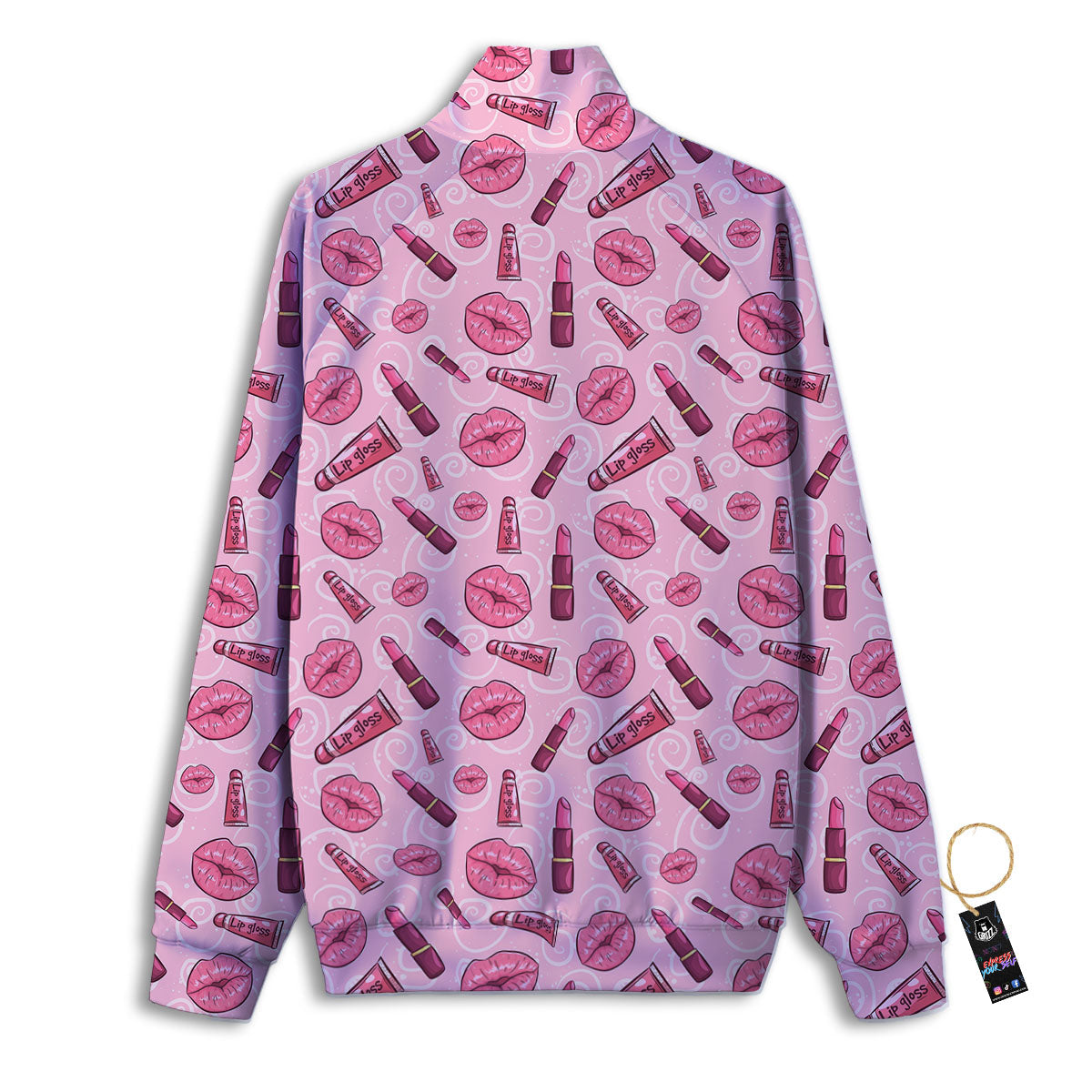 Lips Funky Kiss Print Pattern Track Jacket-grizzshop