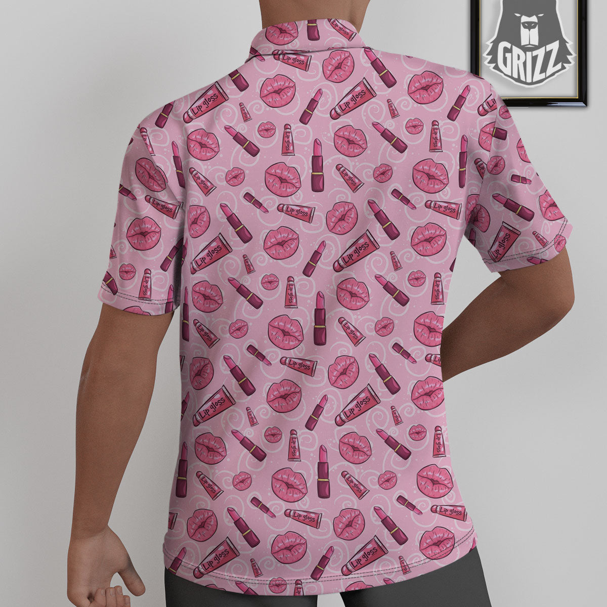 Lips Funky Kiss Print Pattern Untucked Shirts-grizzshop