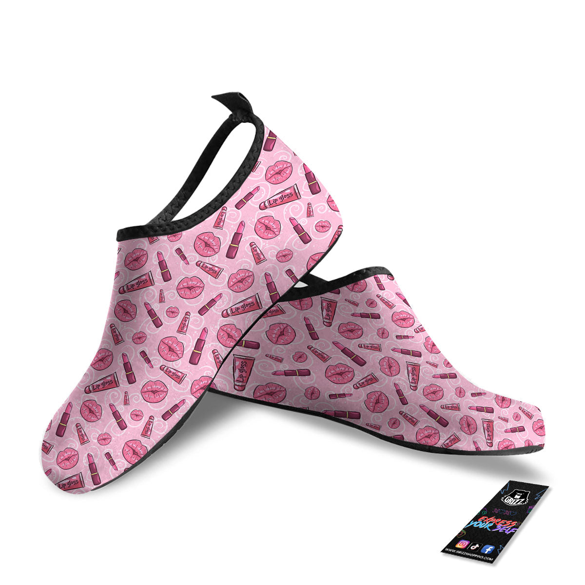 Lips Funky Kiss Print Pattern Water Shoes-grizzshop