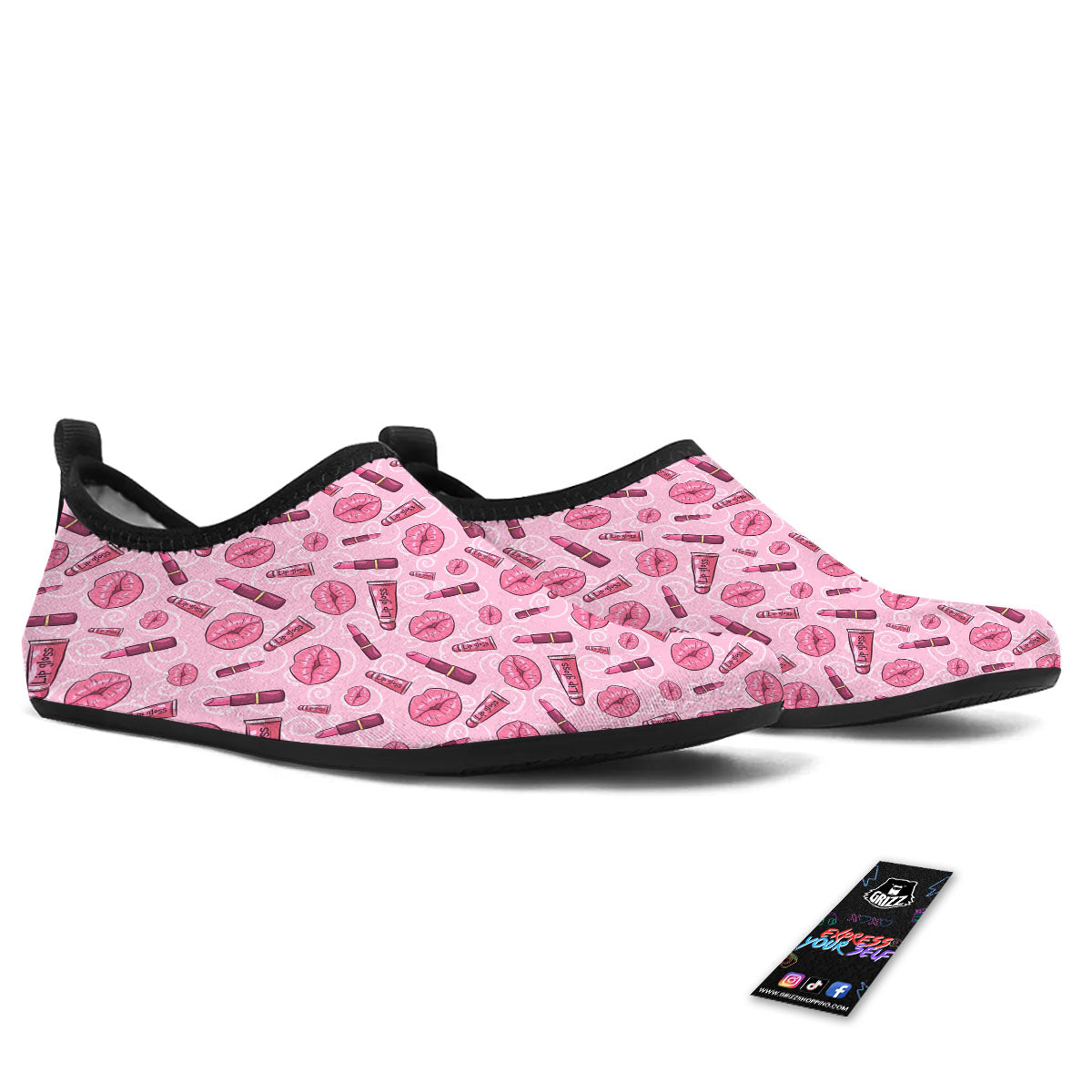 Lips Funky Kiss Print Pattern Water Shoes-grizzshop