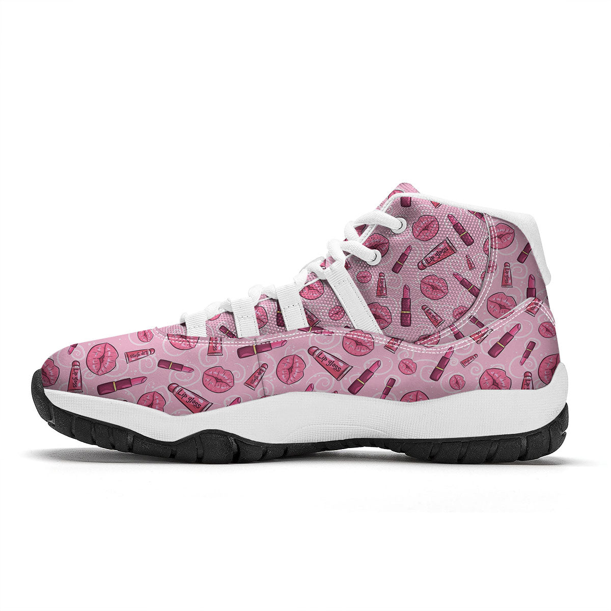 Lips Funky Kiss Print Pattern White Bball Shoes-grizzshop
