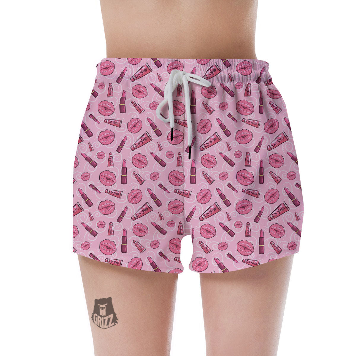 Lips Funky Kiss Print Pattern Women's Shorts-grizzshop