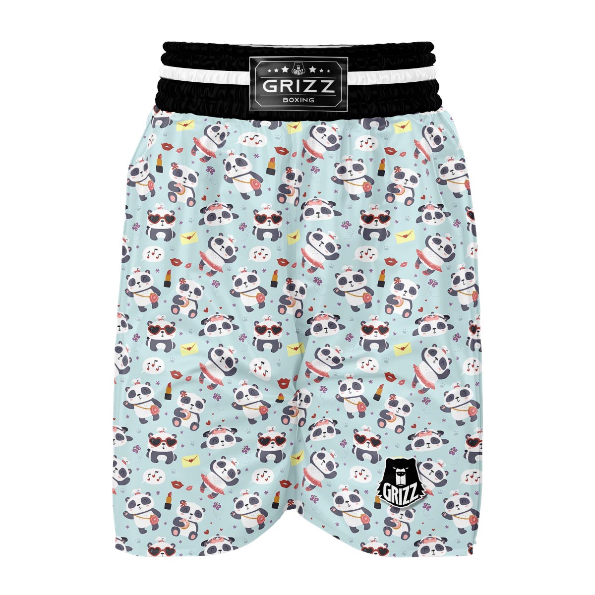 Lips Panda Pattern Print Boxing Shorts-grizzshop