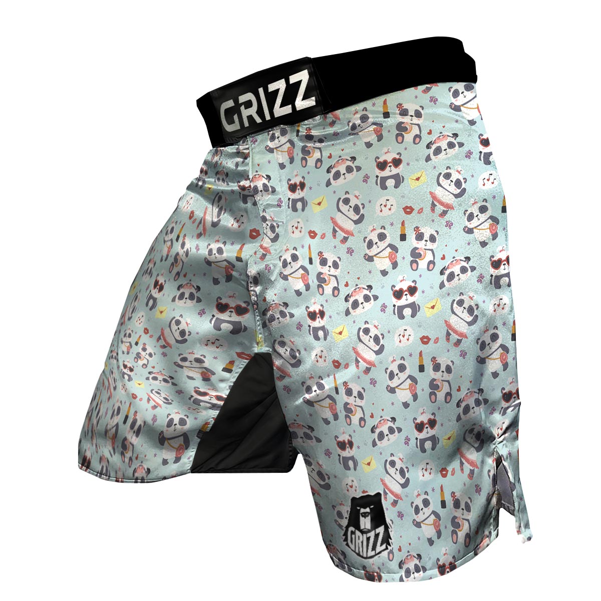 Lips Panda Pattern Print MMA Shorts-grizzshop