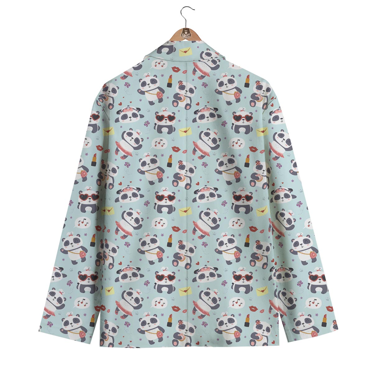 Lips Panda Pattern Print Men's Blazer-grizzshop