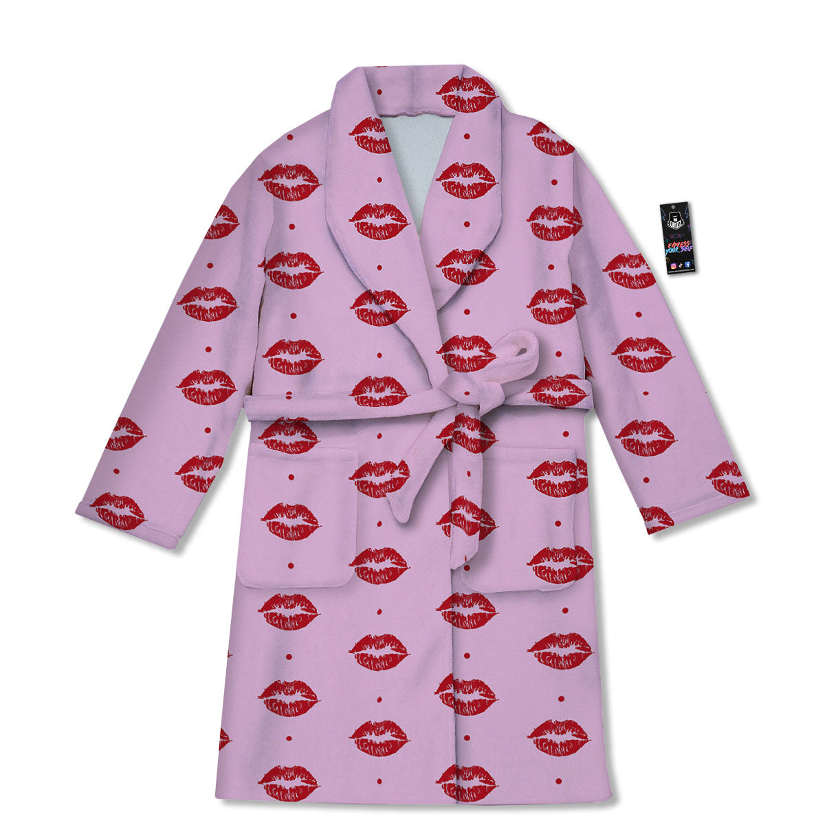 Lips Pink And Red Print Pattern Bathrobe-grizzshop