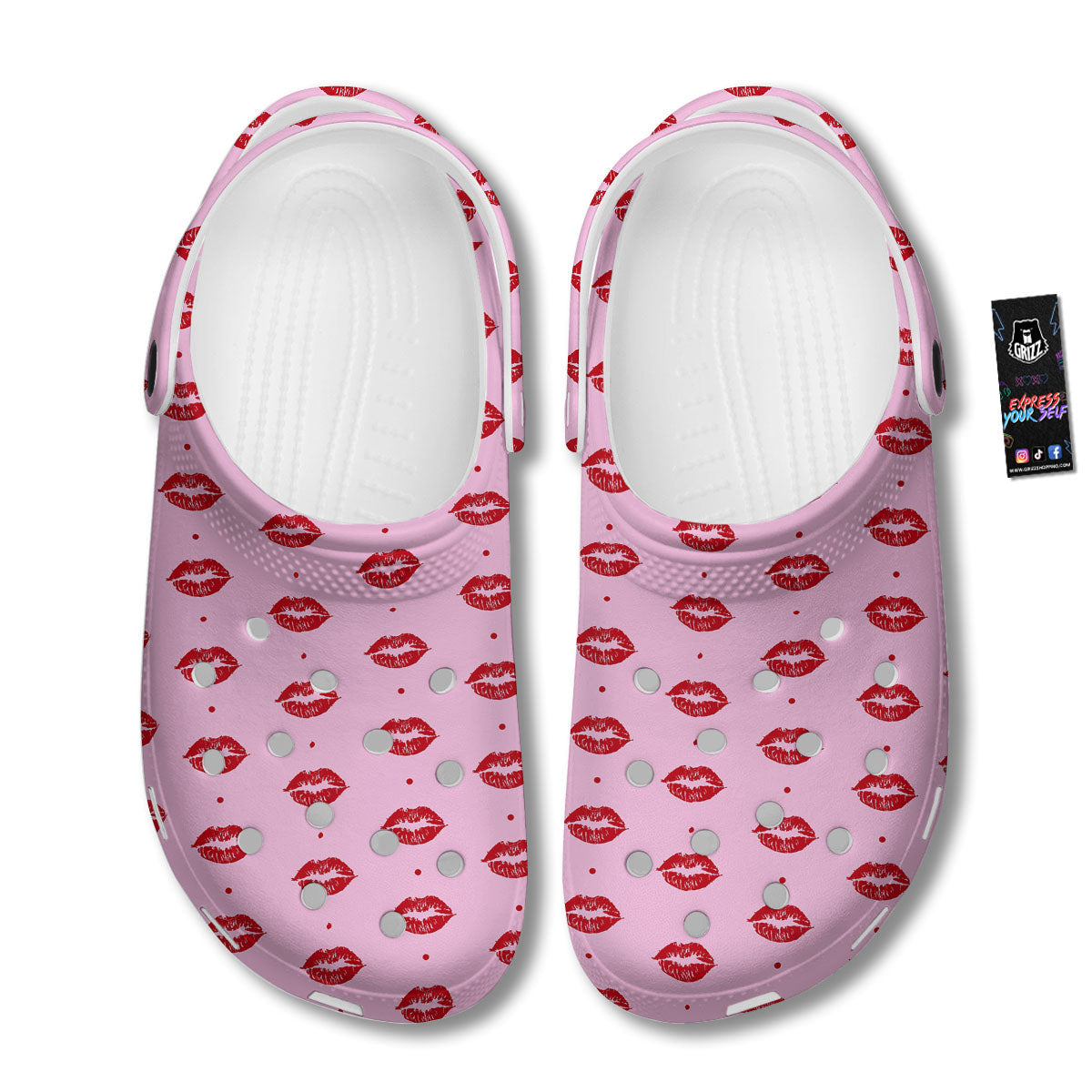 Lips Pink And Red Print Pattern Clog-grizzshop