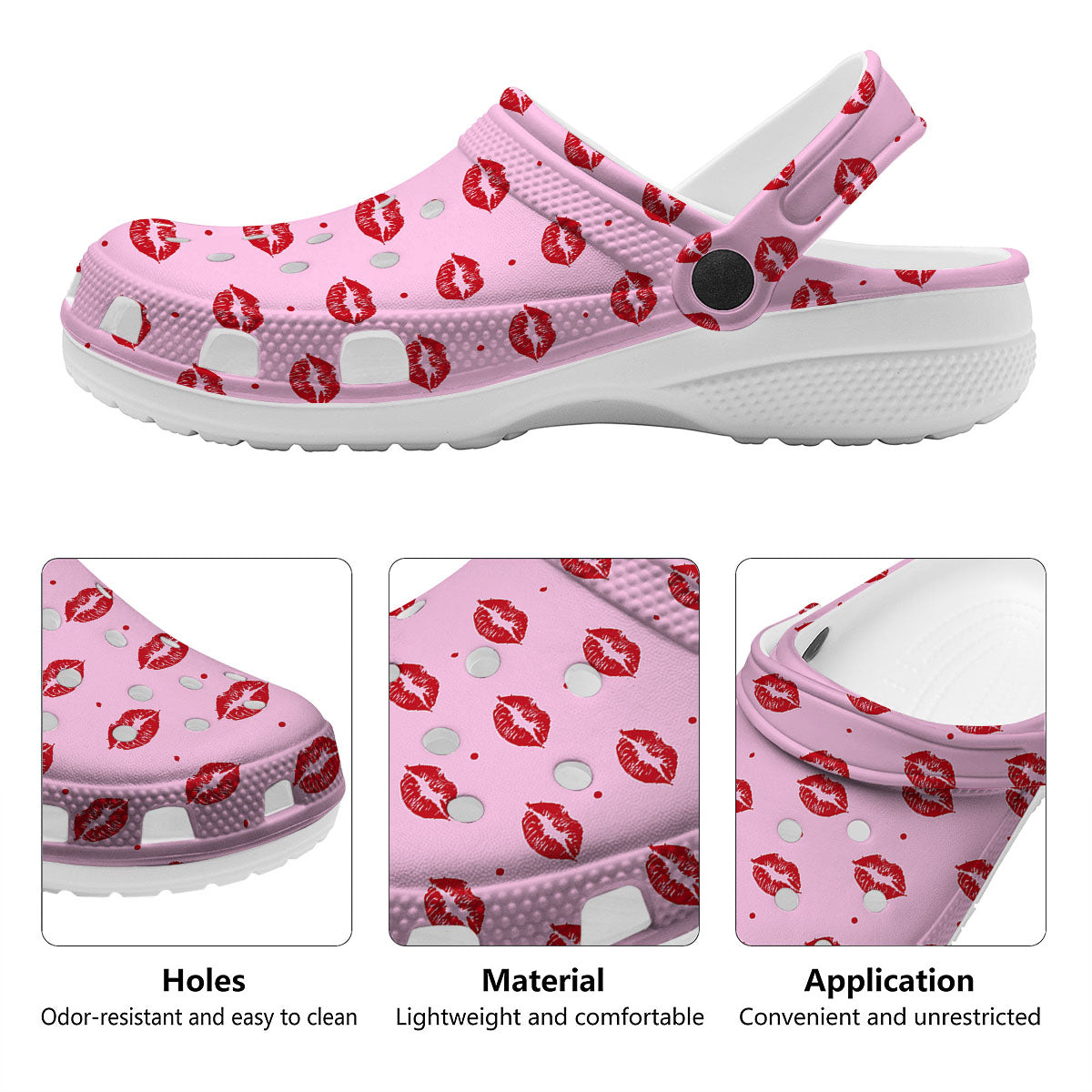 Lips Pink And Red Print Pattern Clog-grizzshop