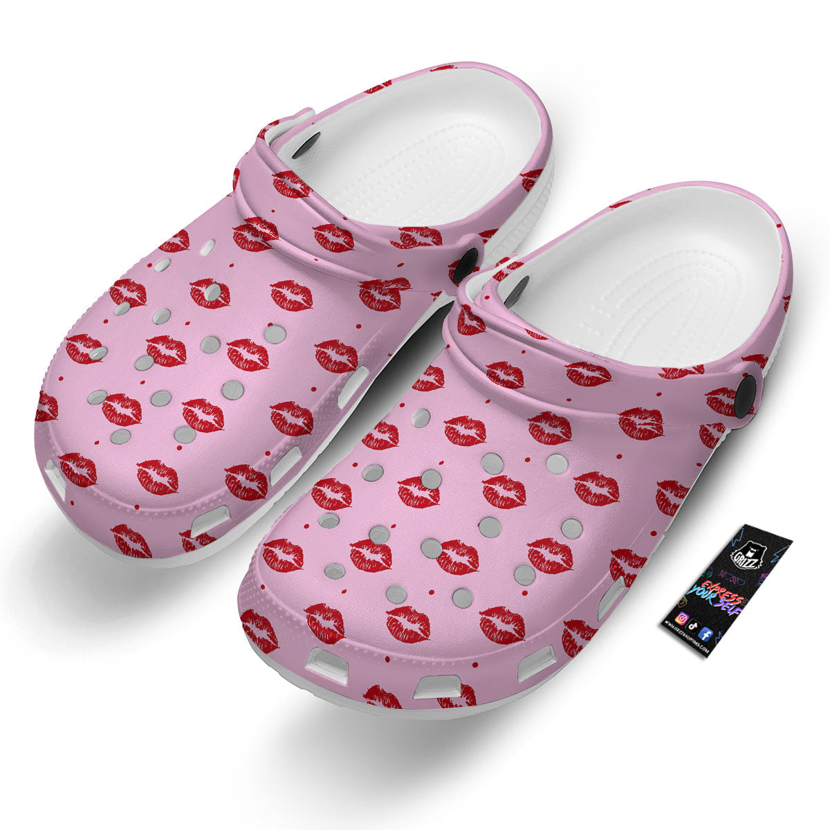 Lips Pink And Red Print Pattern Clog-grizzshop