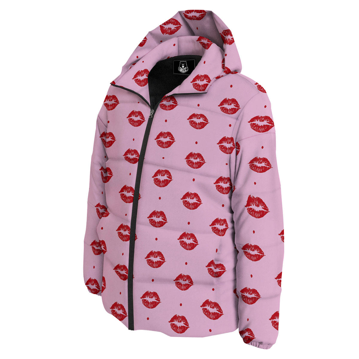 Lips Pink And Red Print Pattern Down Jacket-grizzshop