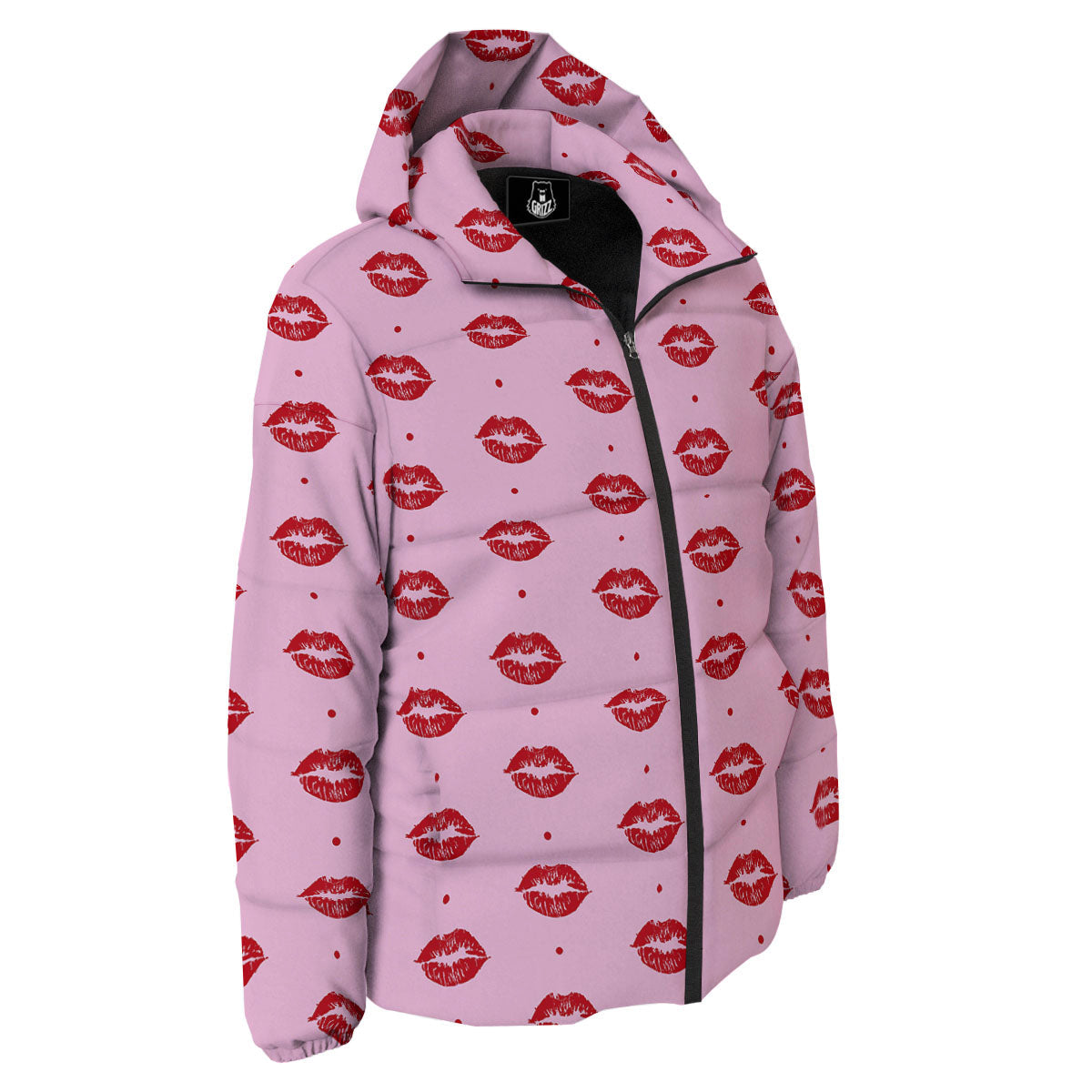 Lips Pink And Red Print Pattern Down Jacket-grizzshop