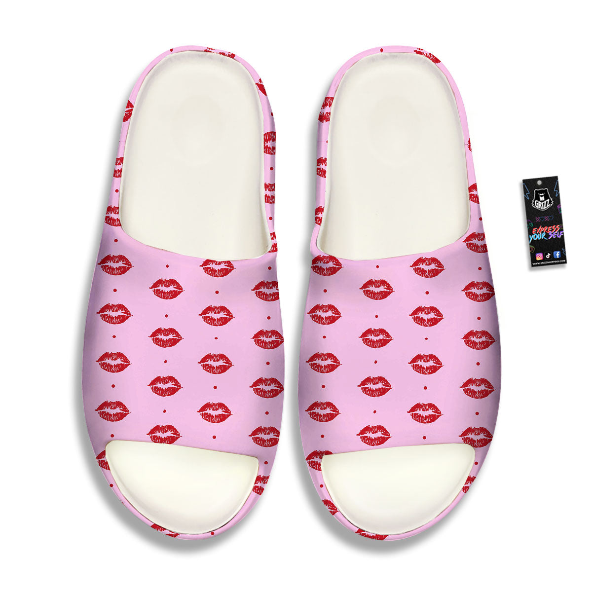 Lips Pink And Red Print Pattern Sandals-grizzshop
