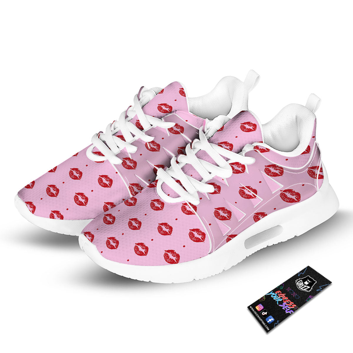 Lips Pink And Red Print Pattern Tennis Shoes-grizzshop
