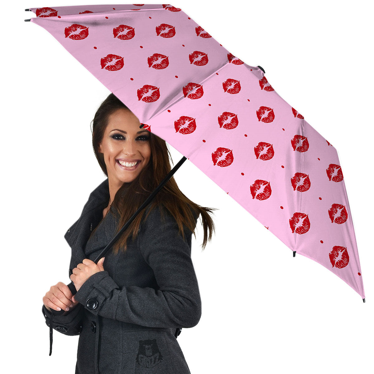 Lips Pink And Red Print Pattern Umbrella-grizzshop