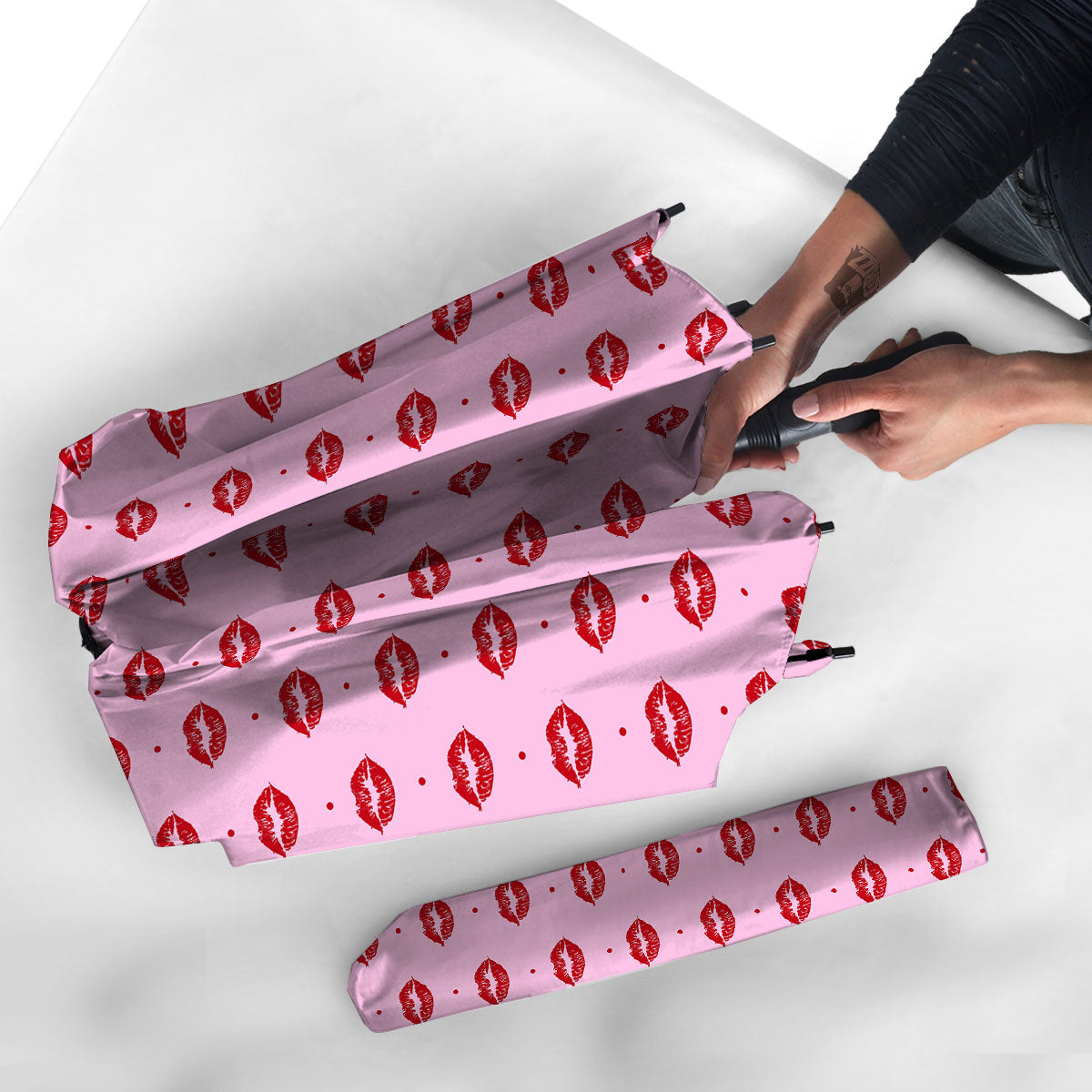 Lips Pink And Red Print Pattern Umbrella-grizzshop