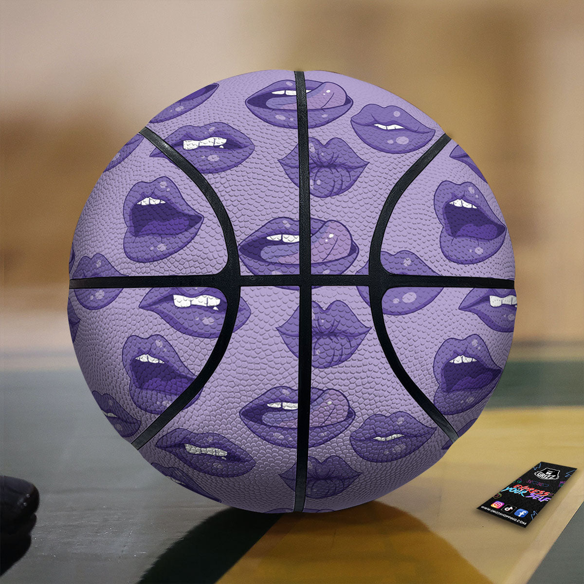 Lips Purple Print Pattern Basketball-grizzshop