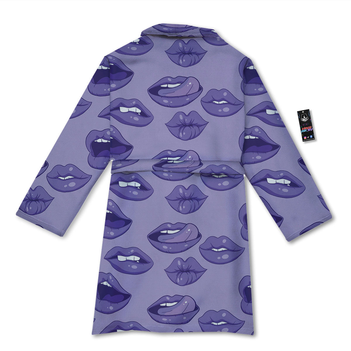 Lips Purple Print Pattern Bathrobe-grizzshop