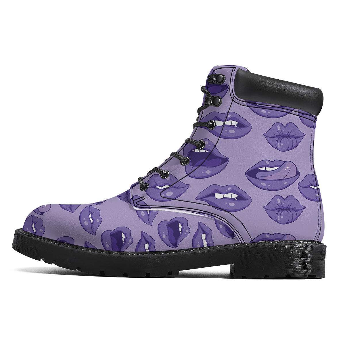 Lips Purple Print Pattern Boots-grizzshop
