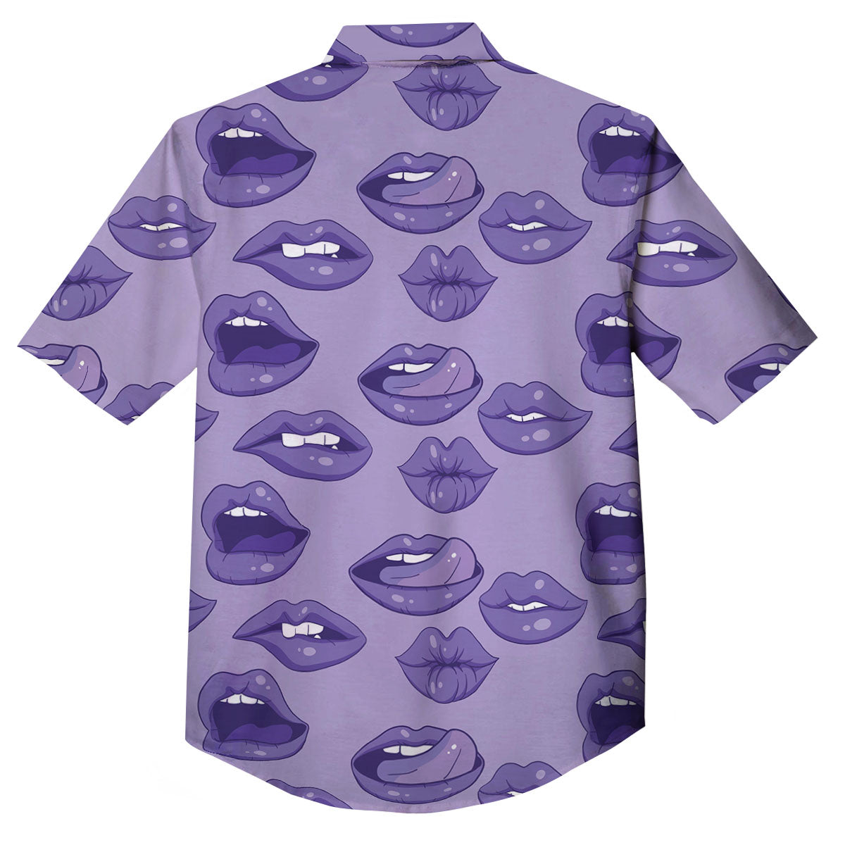 Lips Purple Print Pattern Button Up Shirt-grizzshop