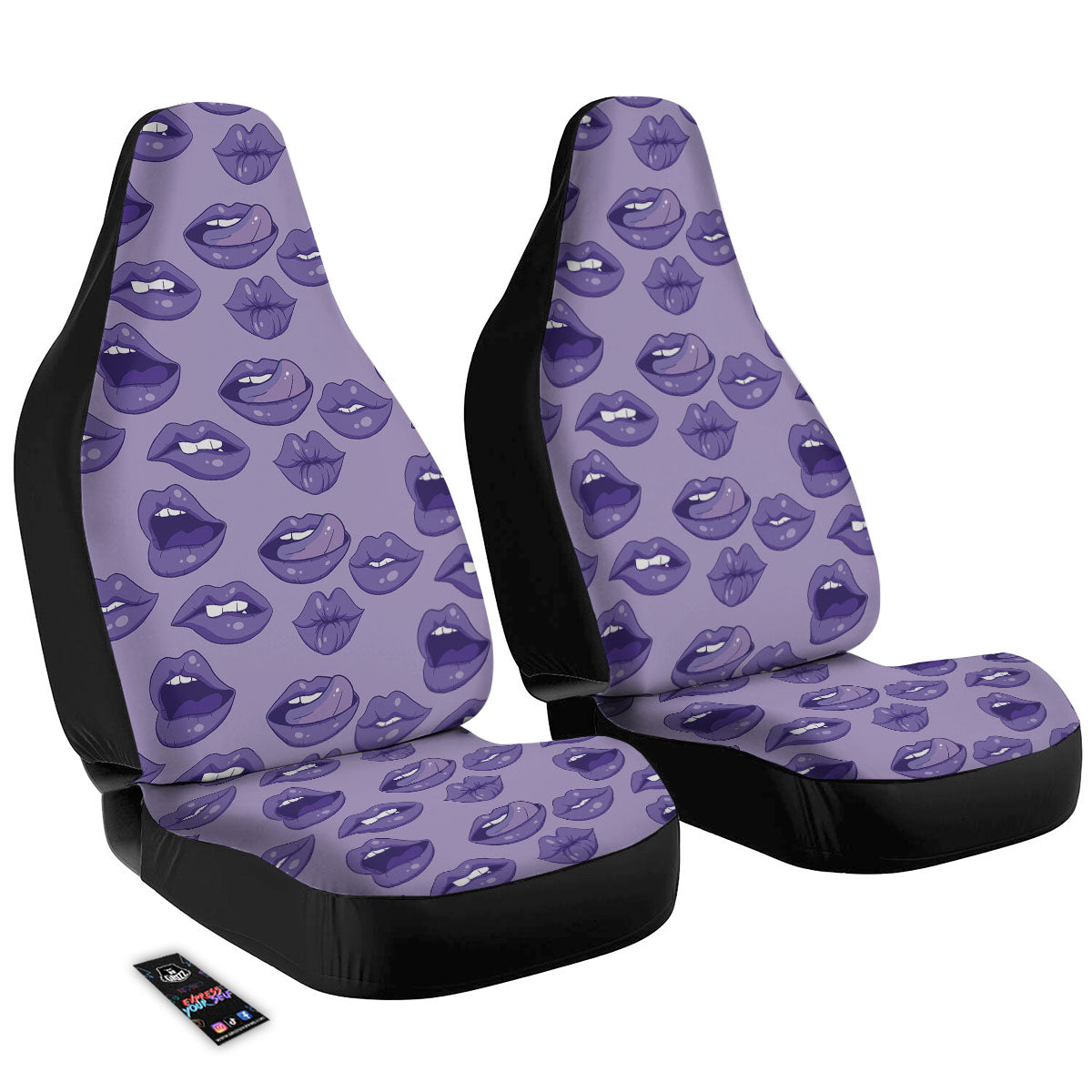 Lips Purple Print Pattern Car Seat Covers-grizzshop