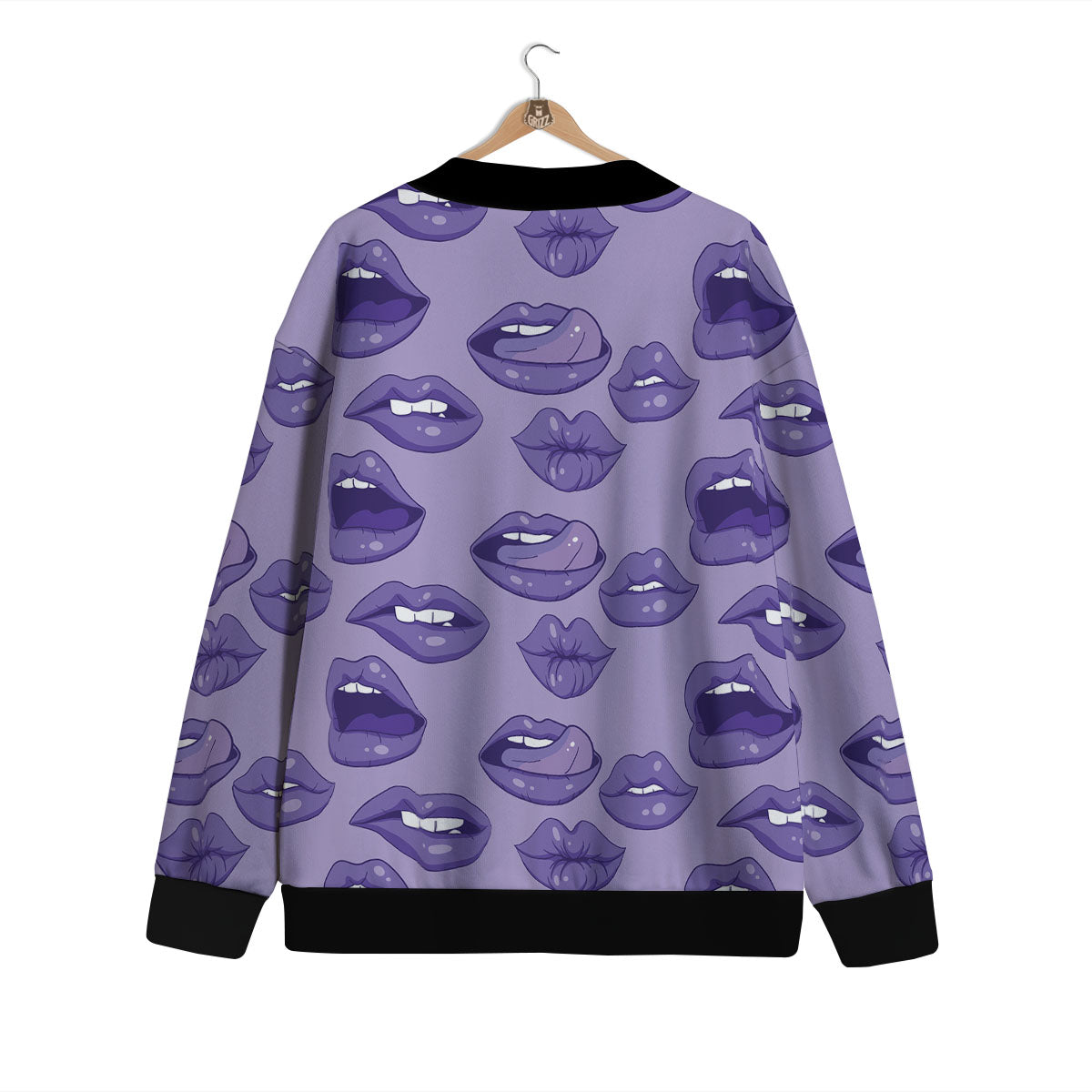 Lips Purple Print Pattern Cardigan-grizzshop
