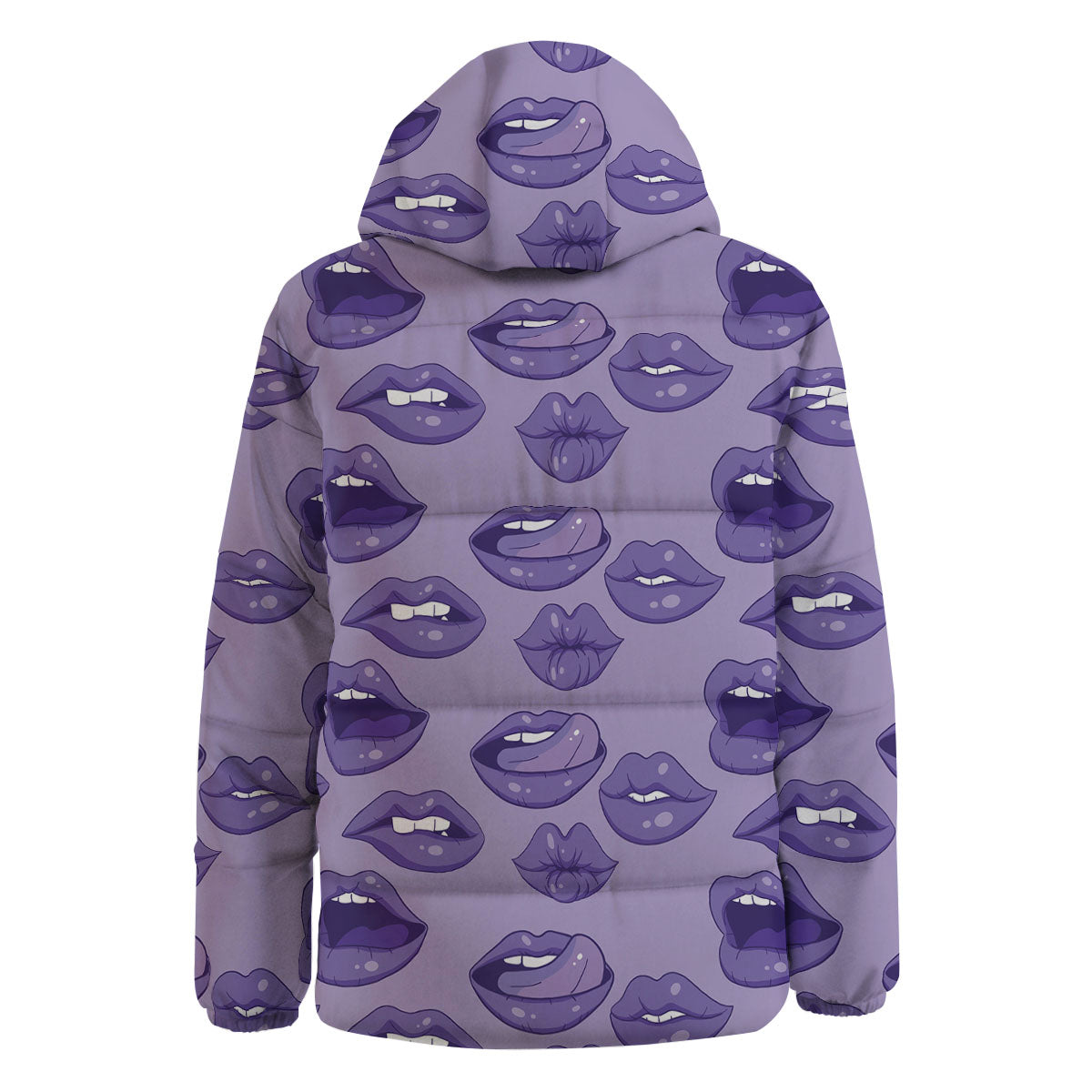 Lips Purple Print Pattern Down Jacket-grizzshop