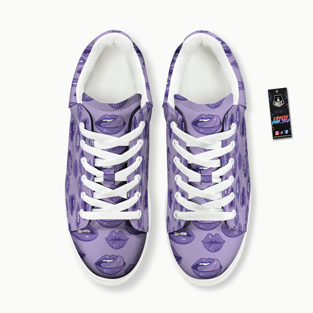 Lips Purple Print Pattern Platform Shoes-grizzshop