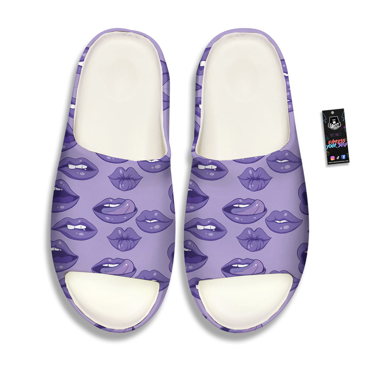 Lips Purple Print Pattern Sandals-grizzshop