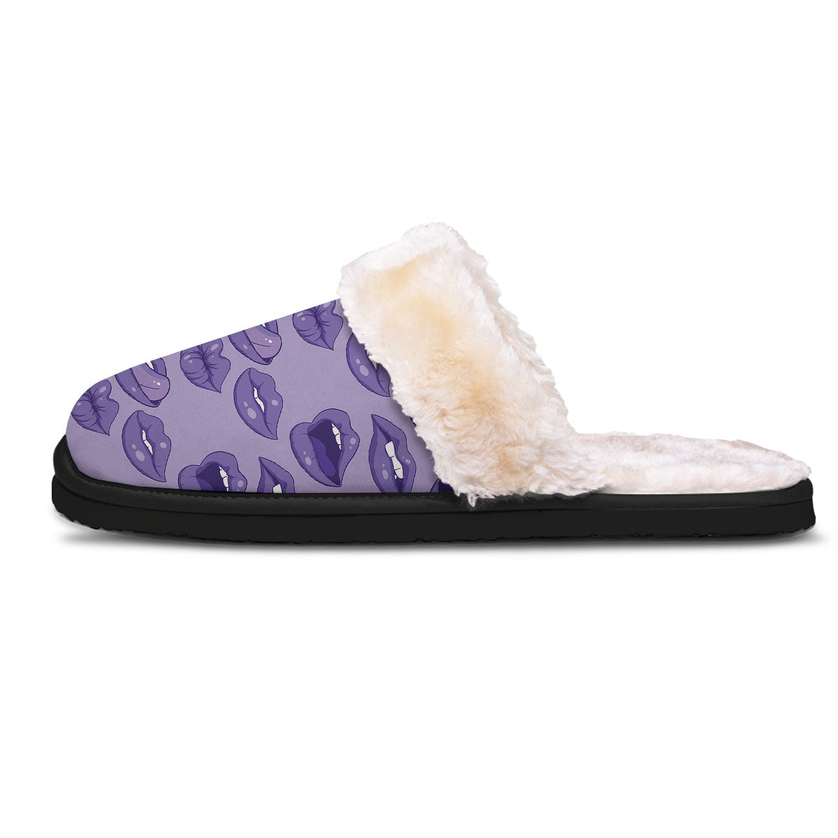 Lips Purple Print Pattern Slippers-grizzshop