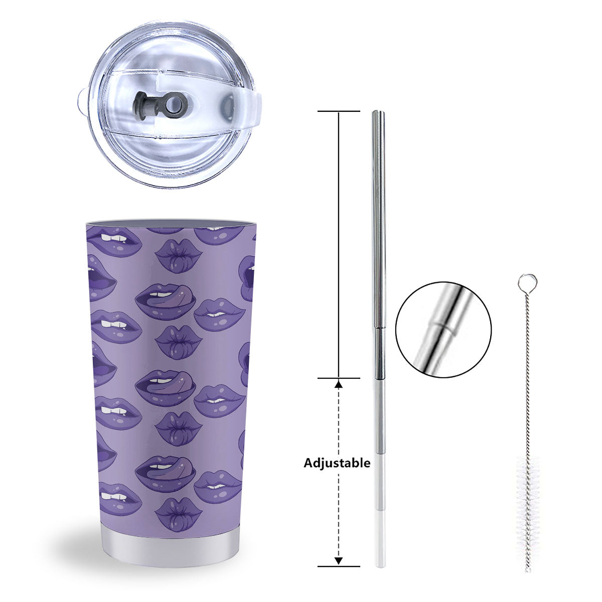 Lips Purple Print Pattern Tumbler-grizzshop