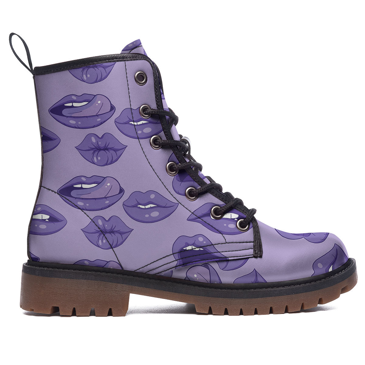 Lips Purple Print Pattern Work Boots-grizzshop