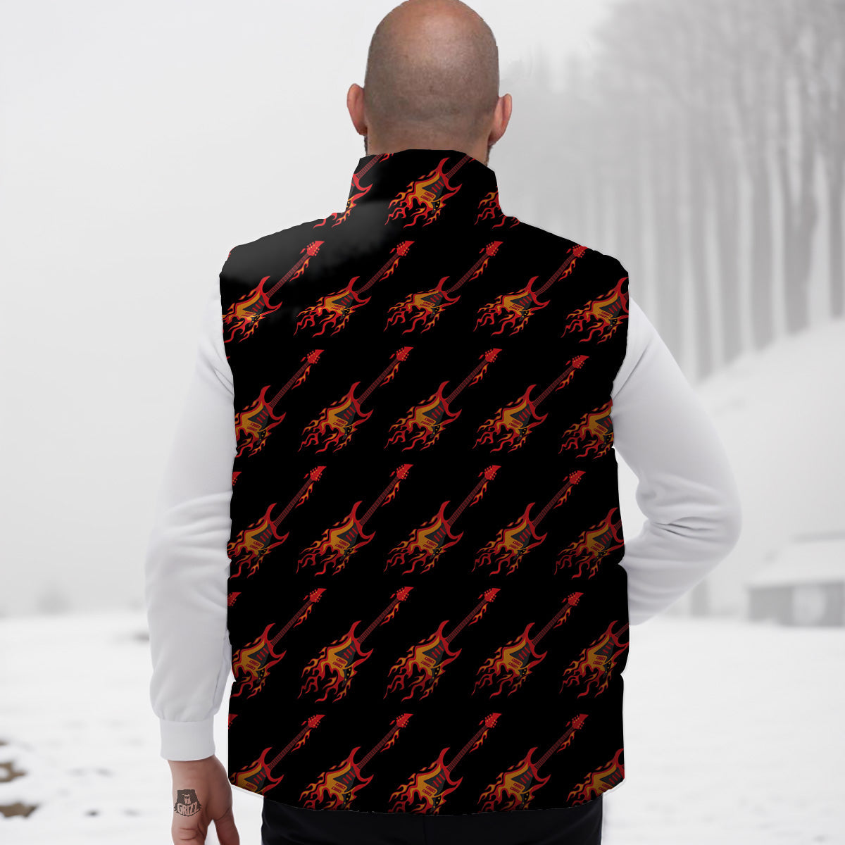 Lipstick Red Lips Pattern Print Down Vest-grizzshop