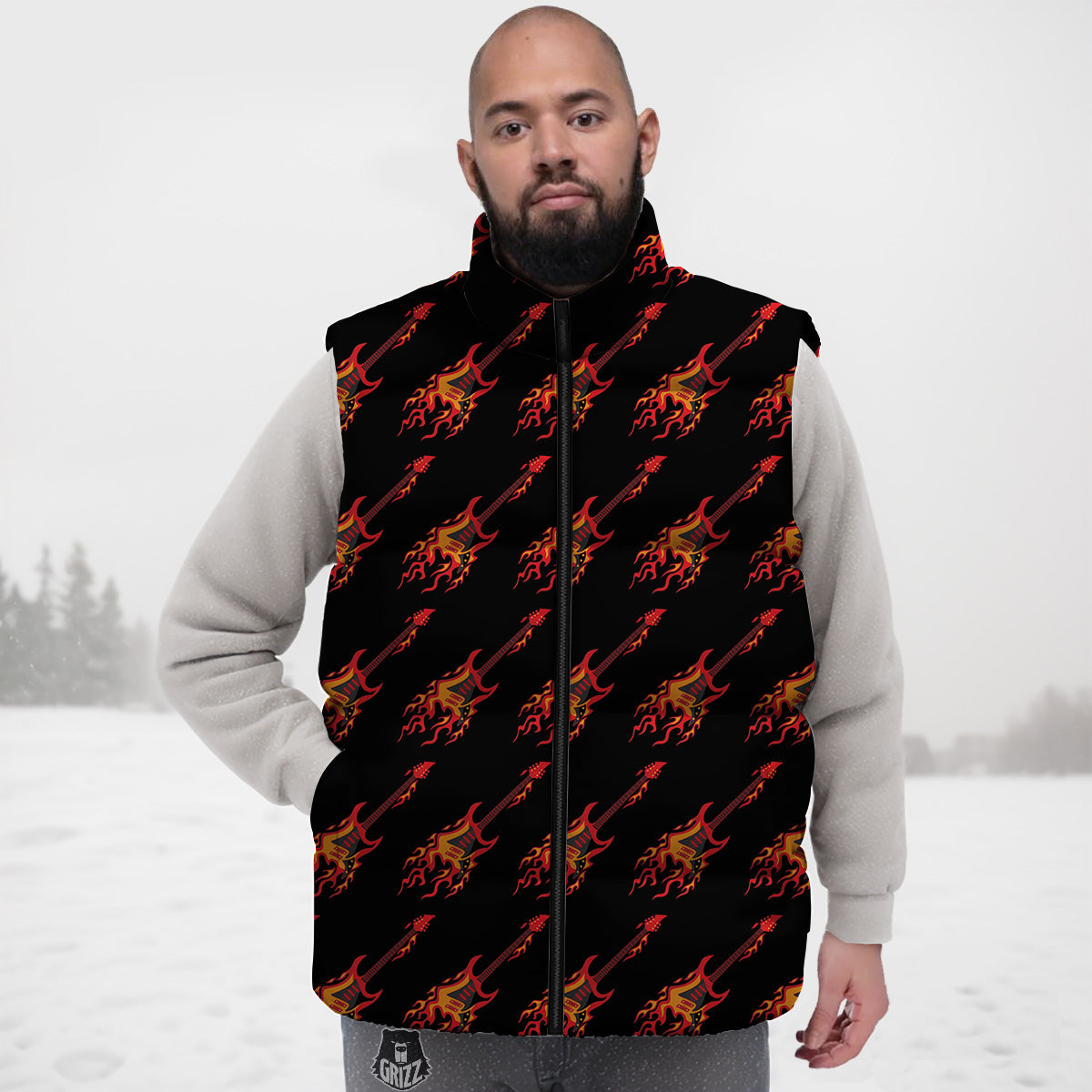 Lipstick Red Lips Pattern Print Down Vest-grizzshop