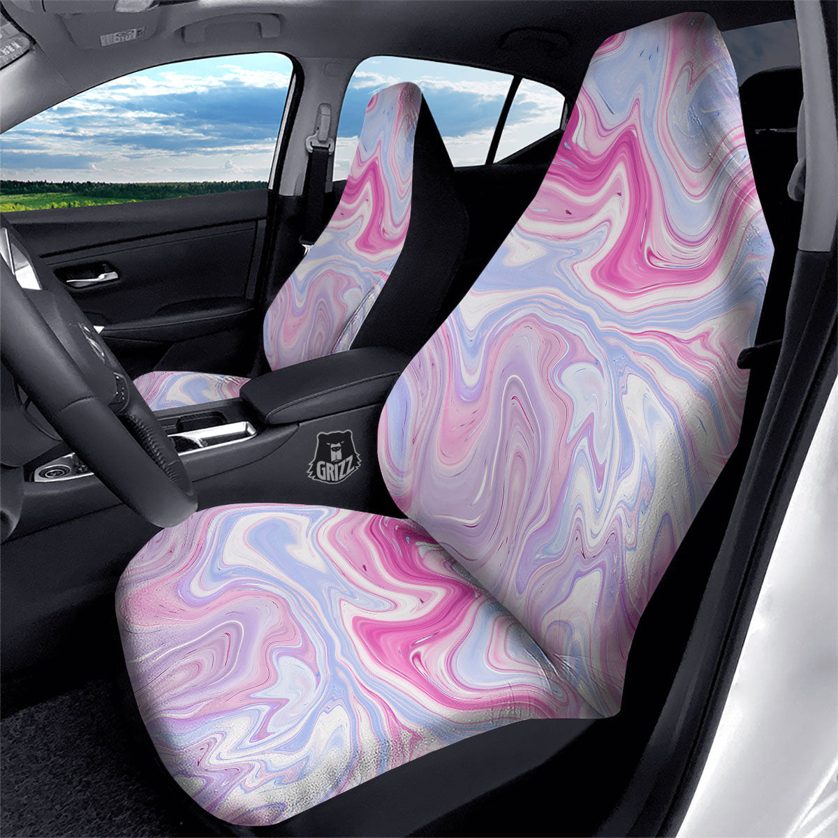 Liquid And Fluid Marble Pink Print Car Seat Covers-grizzshop