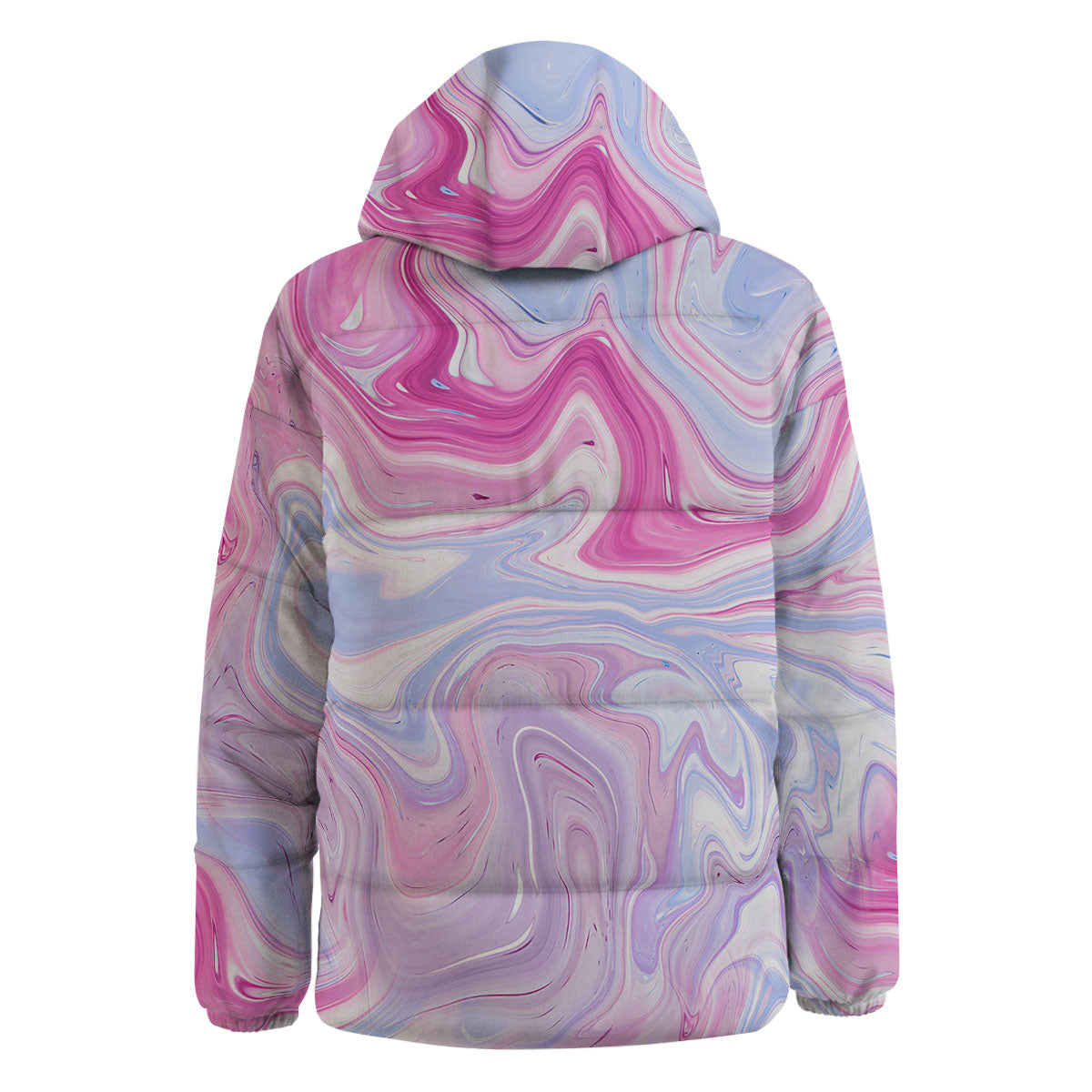 Liquid And Fluid Marble Pink Print Down Jacket-grizzshop