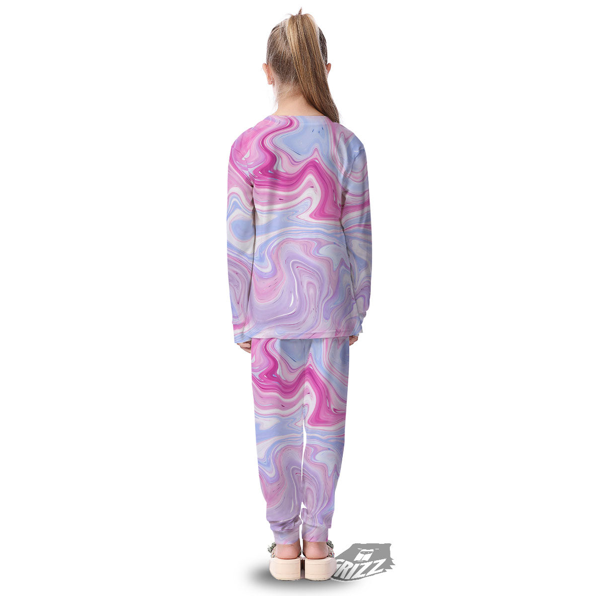 Liquid And Fluid Marble Pink Print Kid's Pajamas-grizzshop