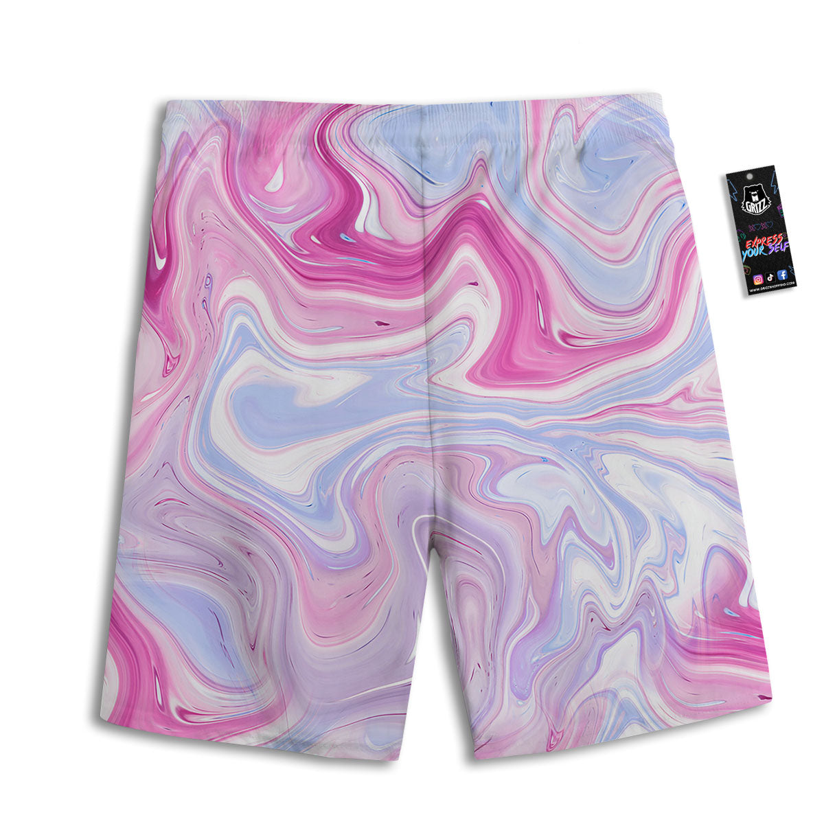 Liquid And Fluid Marble Pink Print Men's Athletic Shorts