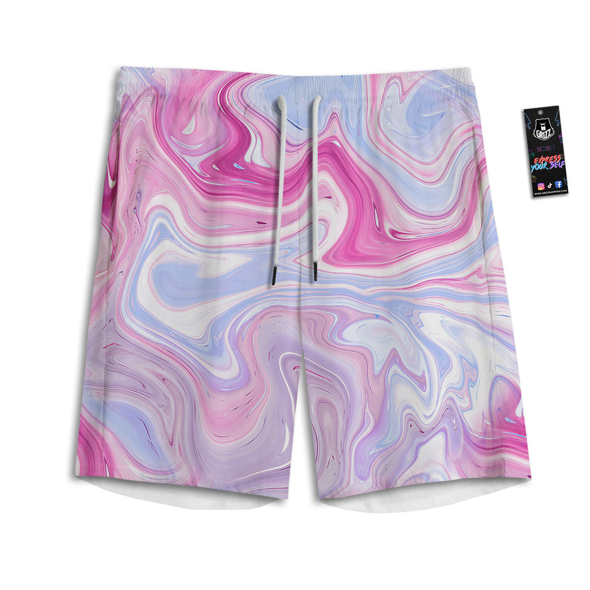 Liquid And Fluid Marble Pink Print Men's Athletic Shorts