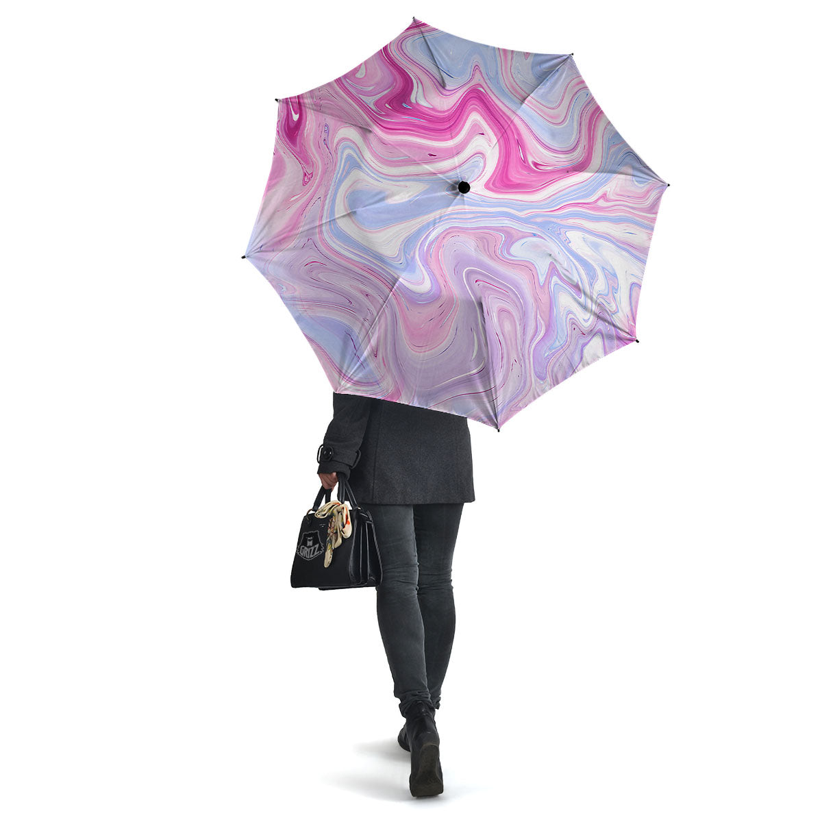 Liquid And Fluid Marble Pink Print Umbrella-grizzshop