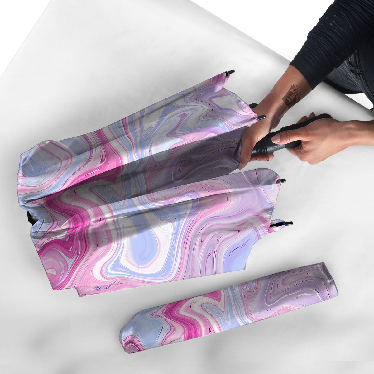 Liquid And Fluid Marble Pink Print Umbrella-grizzshop