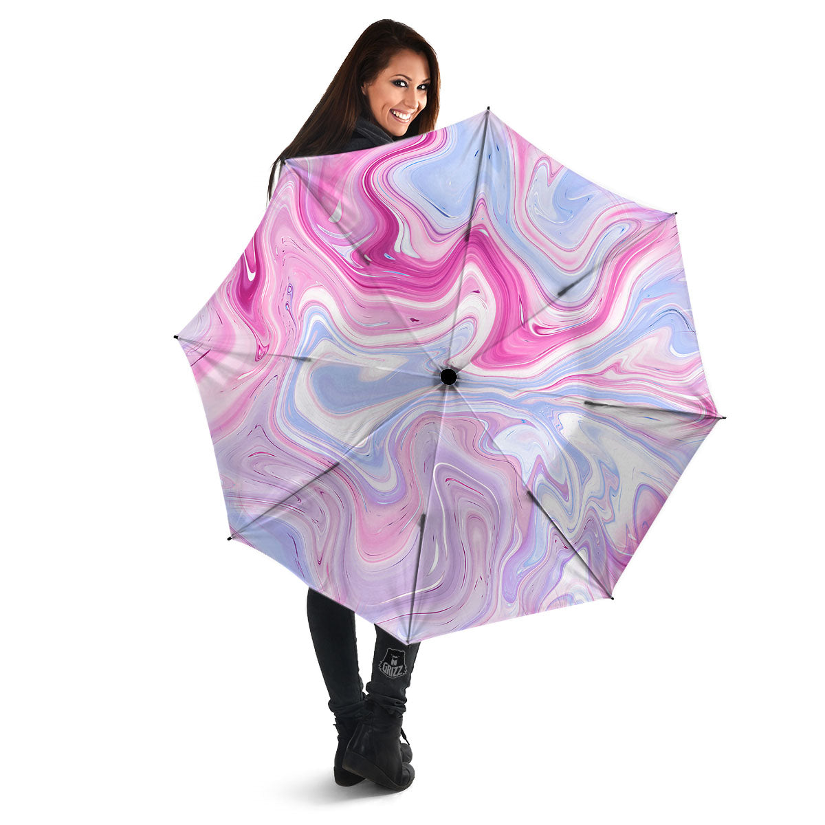Liquid And Fluid Marble Pink Print Umbrella-grizzshop