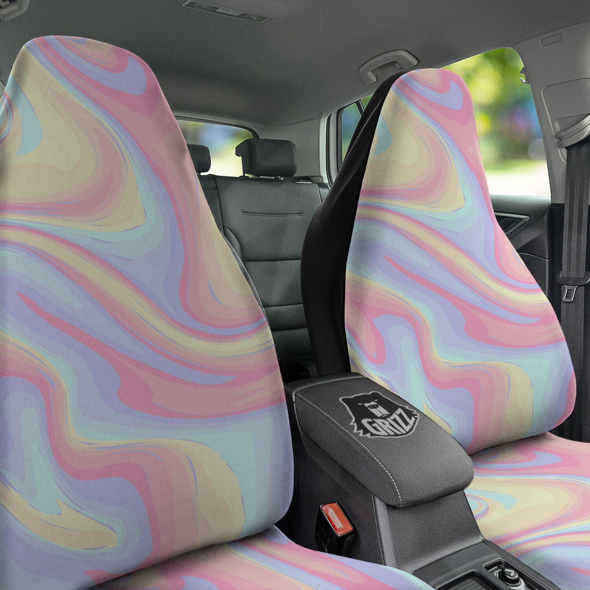 Liquid And Marble Pastel Print Car Seat Covers-grizzshop