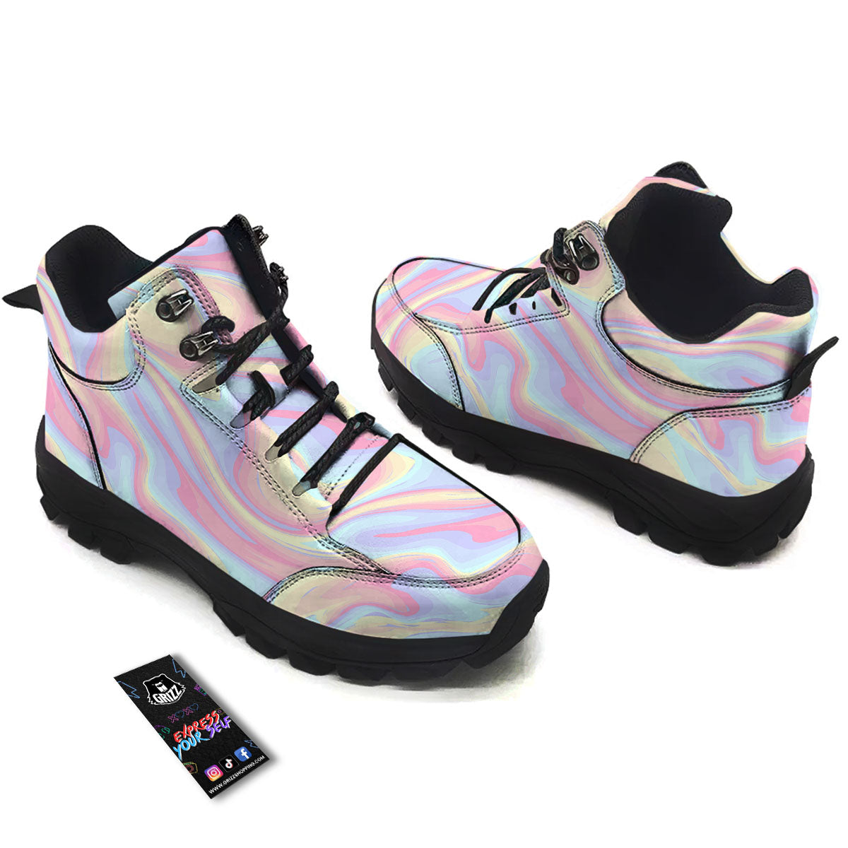 Liquid And Marble Pastel Print Hiking Shoes-grizzshop